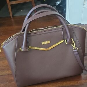 Joy & Iman Gold and Brown Satchel with Elegant Design